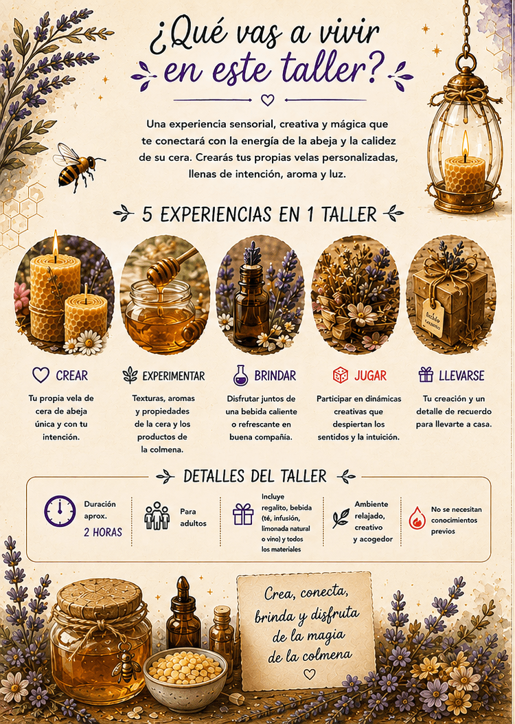 Detalle del taller de alquimia natural con abejas