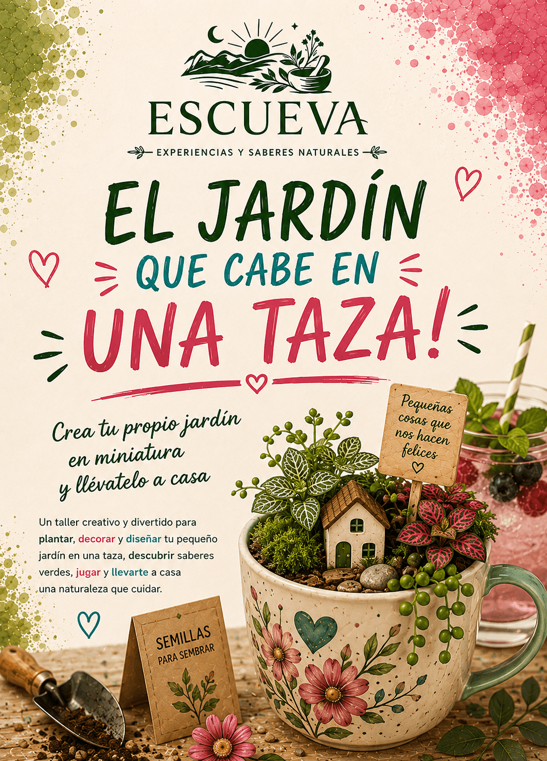 Taller de jardín en una taza
